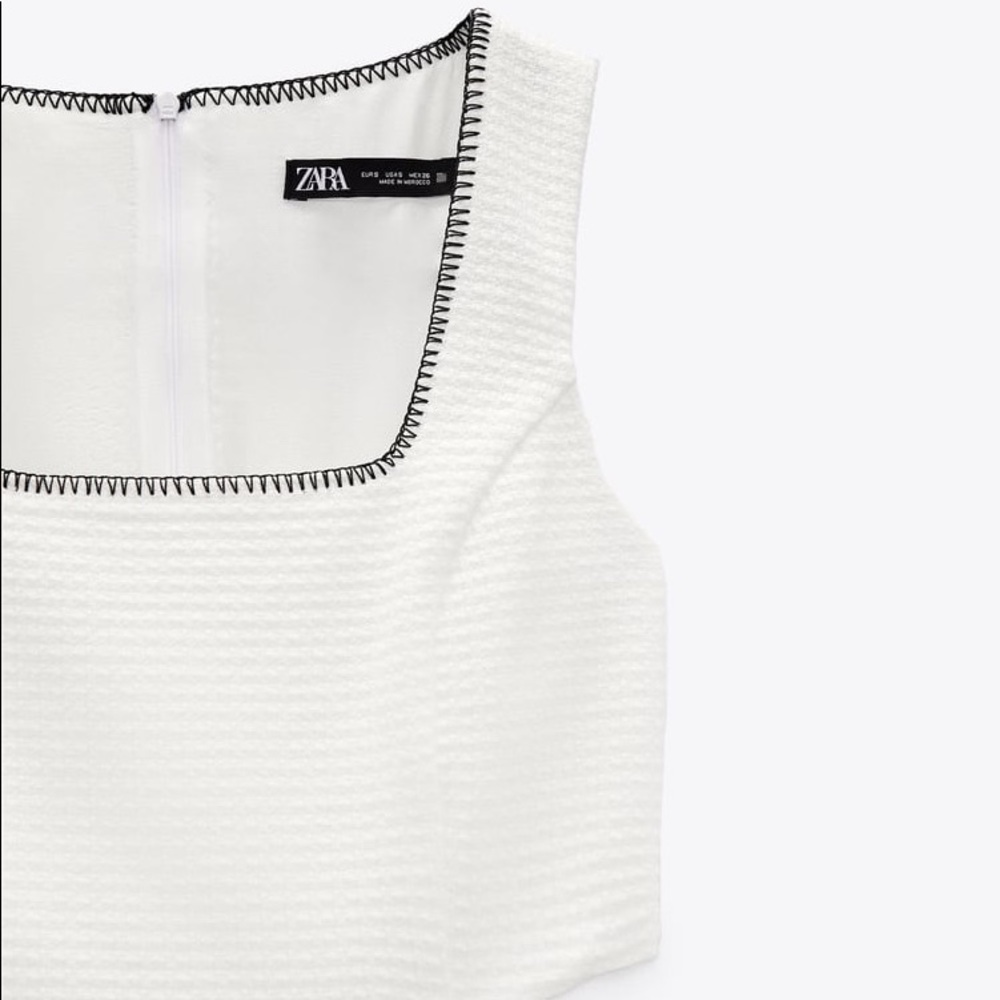 Zara Oyster White Textured Cut Out Dress - Picture 17 of 17